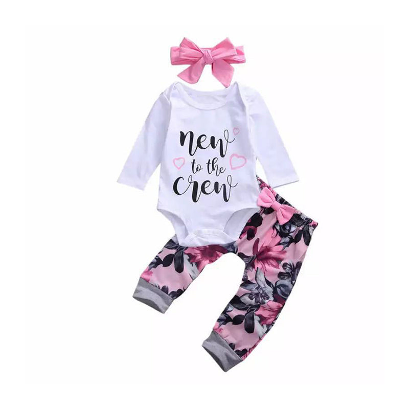 4 Pieces Set Baby Girls Pants Bow Headwear And Hats