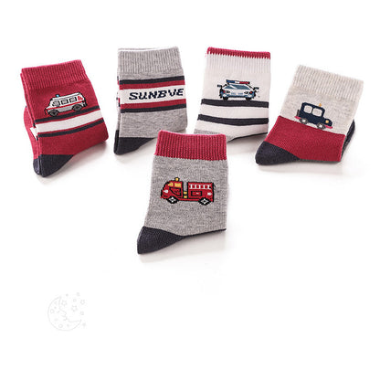 5 Pairs Baby Kid Boys Striped Car Accessories Socks
