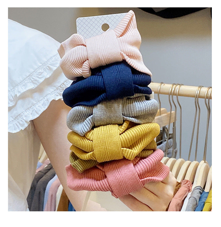 Girls Solid Color Striped Accessories Headwear