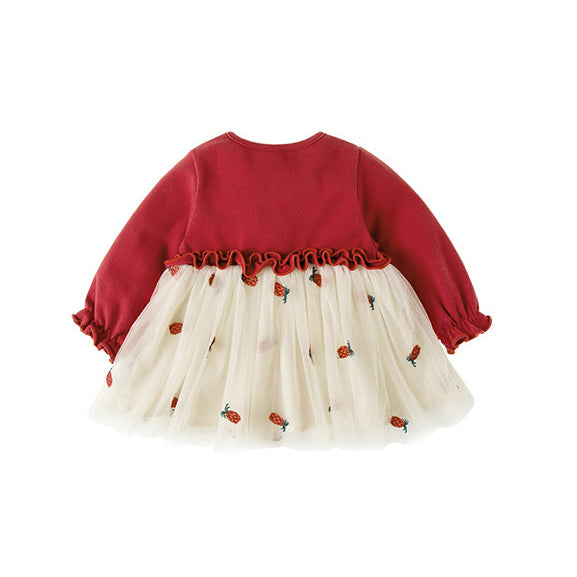 Baby Kid Girls Color-blocking Fruit Dresses And Solid Color Bow Accessories Socks Wholesale 22081106