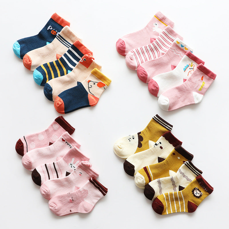 5 Pairs Baby Kid Unisex Cartoon Socks