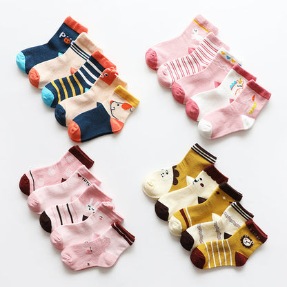 5 Pairs Baby Kid Unisex Cartoon Socks