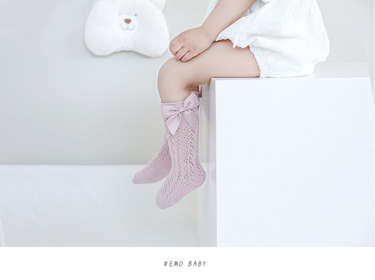 Girls Solid Color Bow Accessories Socks Wholesale 220831111