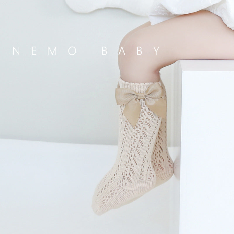 Girls Solid Color Bow Accessories Socks Wholesale 220831111