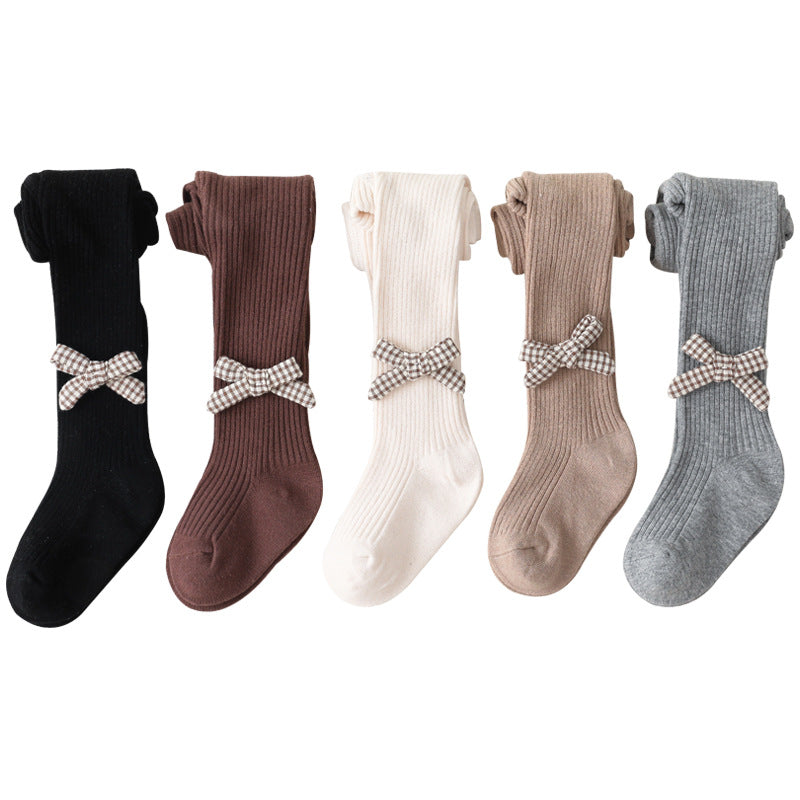 Baby Kid Girls Bow Muslin&Ribbed Accessories Socks Wholesale 220831176