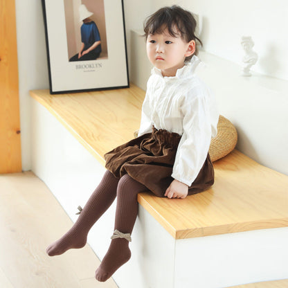 Baby Kid Girls Bow Muslin&Ribbed Accessories Socks Wholesale 220831176