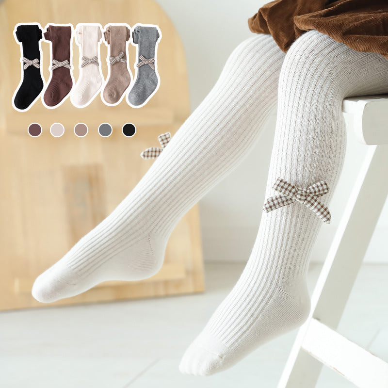 Baby Kid Girls Bow Muslin&Ribbed Accessories Socks Wholesale 220831176
