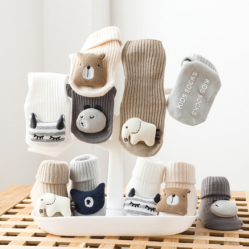 Unisex Animals Cartoon Muslin&Ribbed Accessories Socks