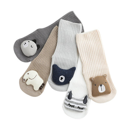 Unisex Animals Cartoon Muslin&Ribbed Accessories Socks