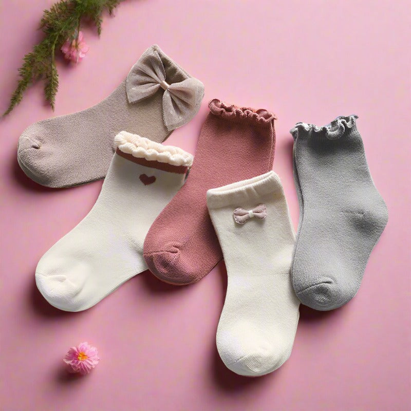 Girls Striped Flower Cartoon Lace Accessories Socks