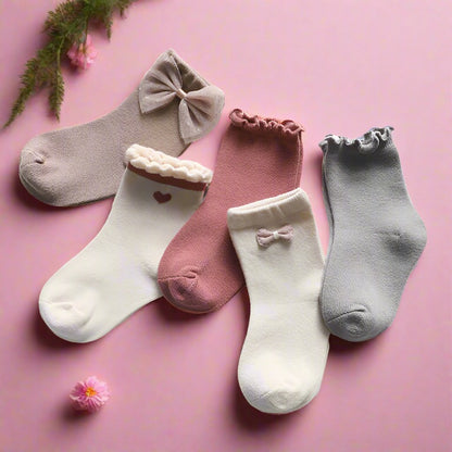 Girls Striped Flower Cartoon Lace Accessories Socks