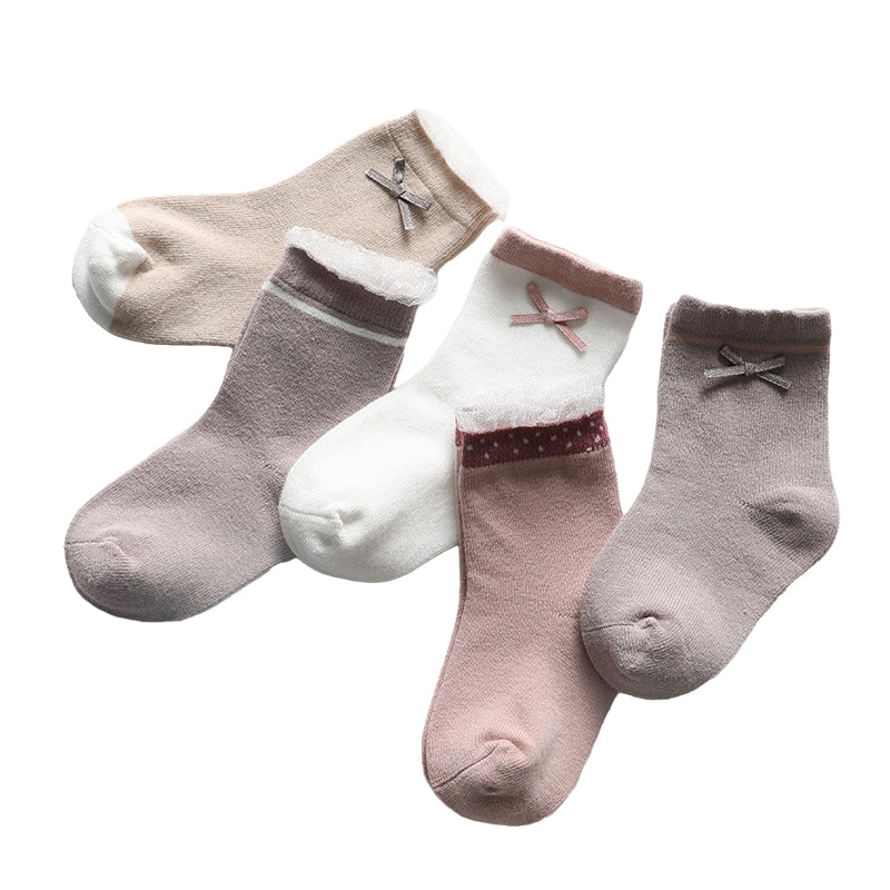 Girls Striped Flower Cartoon Lace Accessories Socks