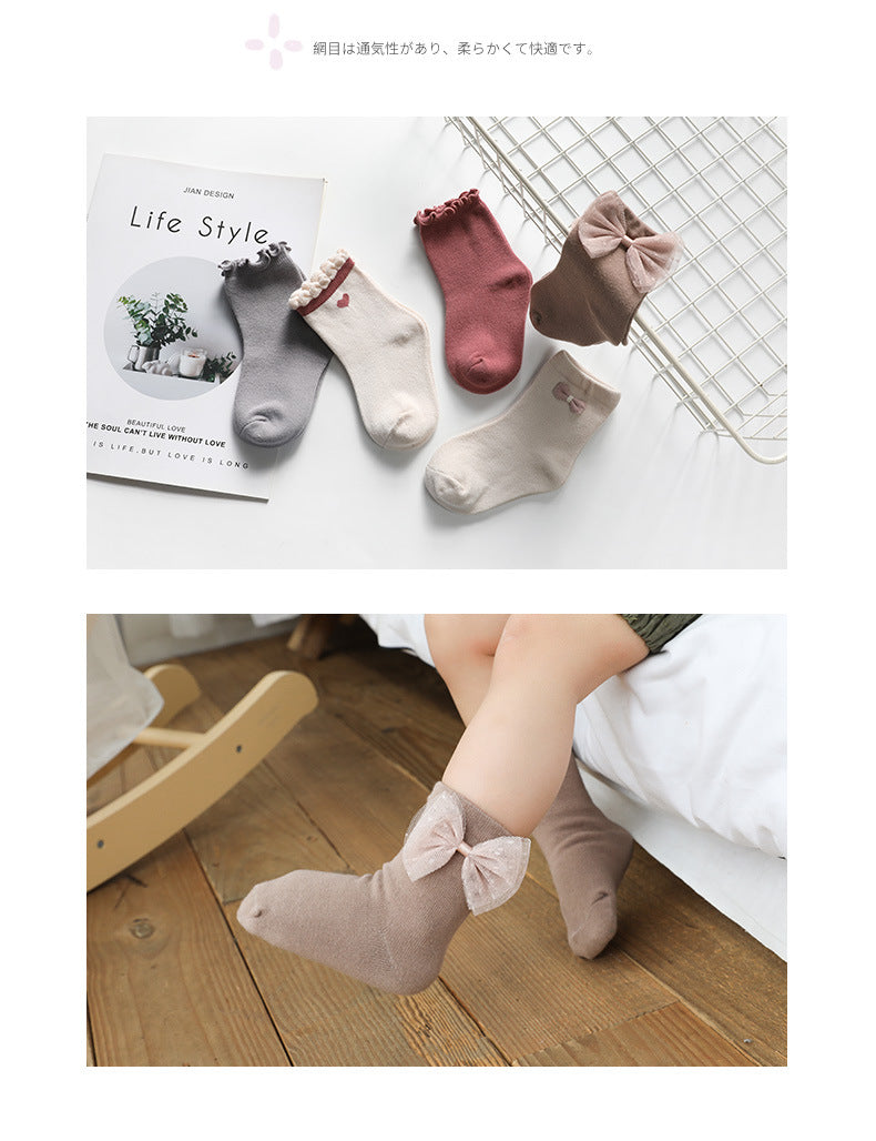 Girls Striped Flower Cartoon Lace Accessories Socks