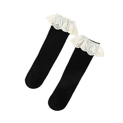Girls Embroidered Muslin&Ribbed Accessories Socks Wholesale 22083148