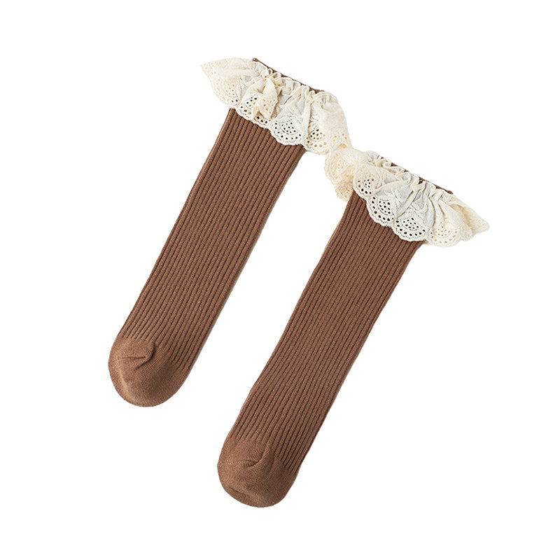 Girls Embroidered Muslin&Ribbed Accessories Socks Wholesale 22083148