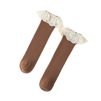 Girls Embroidered Muslin&Ribbed Accessories Socks Wholesale 22083148
