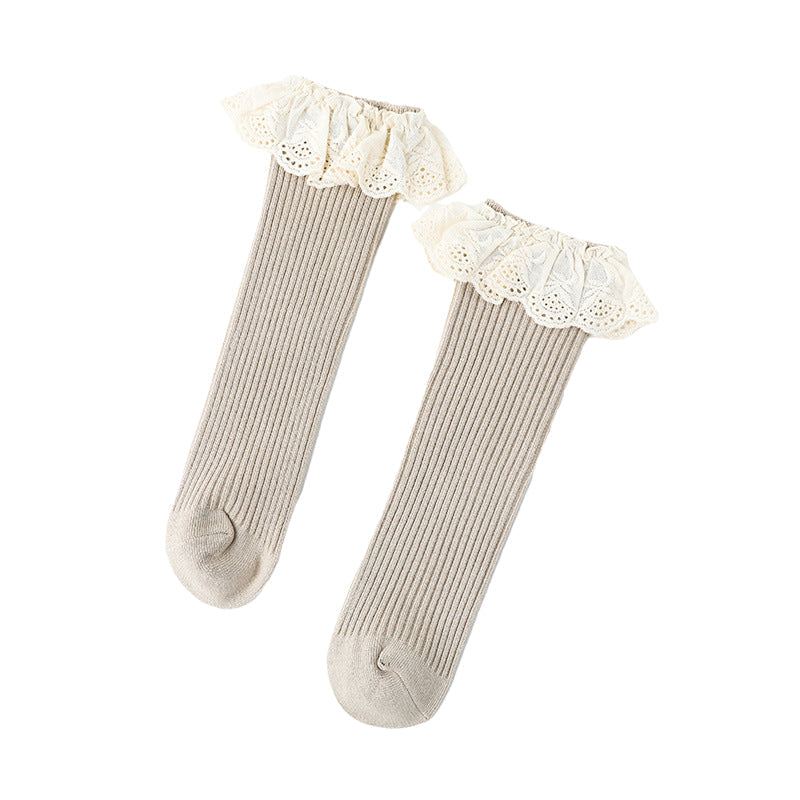 Girls Embroidered Muslin&Ribbed Accessories Socks Wholesale 22083148