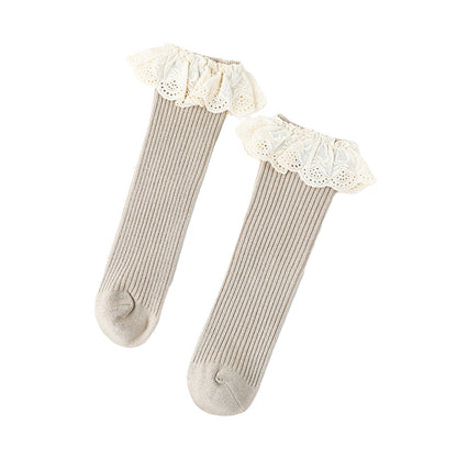 Girls Embroidered Muslin&Ribbed Accessories Socks Wholesale 22083148