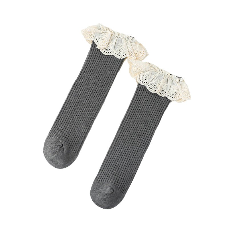 Girls Embroidered Muslin&Ribbed Accessories Socks Wholesale 22083148