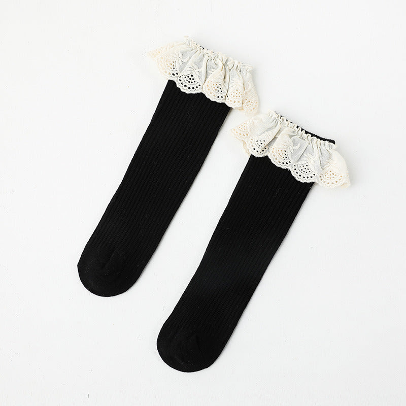 Girls Embroidered Muslin&Ribbed Accessories Socks Wholesale 22083148