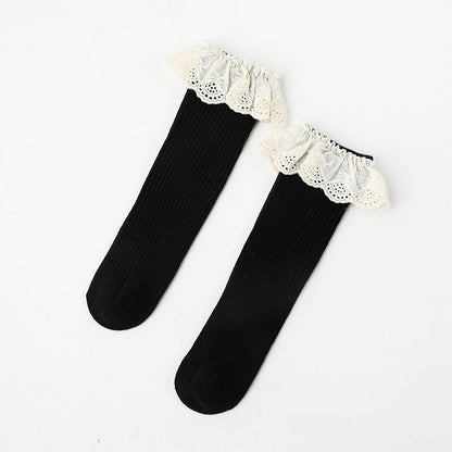 Girls Embroidered Muslin&Ribbed Accessories Socks Wholesale 22083148