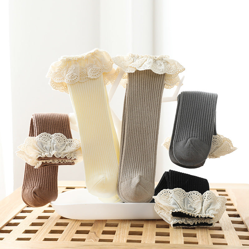 Girls Embroidered Muslin&Ribbed Accessories Socks Wholesale 22083148