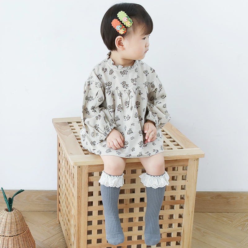 Girls Embroidered Muslin&Ribbed Accessories Socks Wholesale 22083148