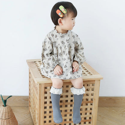 Girls Embroidered Muslin&Ribbed Accessories Socks Wholesale 22083148