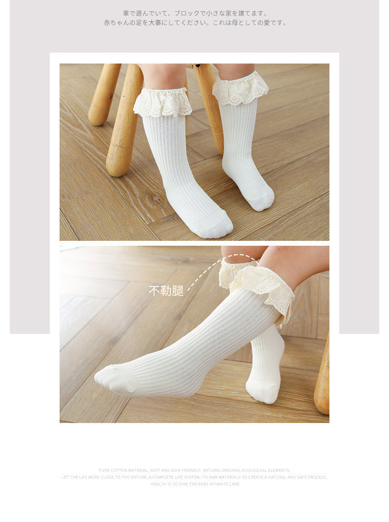 Girls Embroidered Muslin&Ribbed Accessories Socks Wholesale 22083148