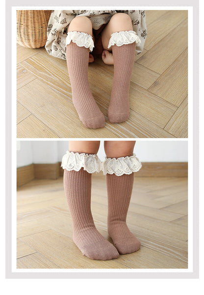 Girls Embroidered Muslin&Ribbed Accessories Socks Wholesale 22083148