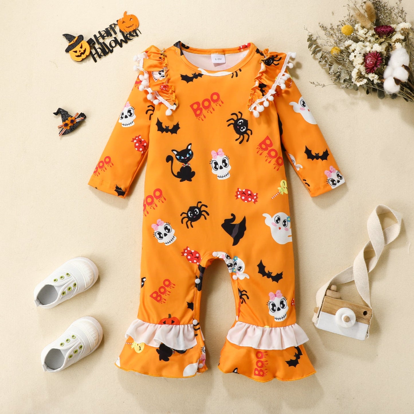 Baby Unisex Animals Cartoon Print Halloween Jumpsuits
