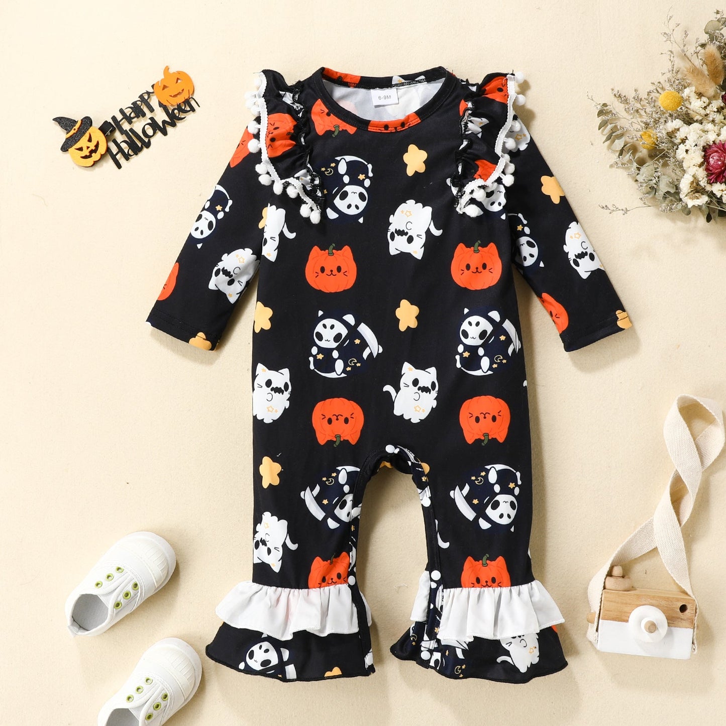 Baby Unisex Animals Cartoon Print Halloween Jumpsuits