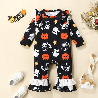 Baby Unisex Animals Cartoon Print Halloween Jumpsuits