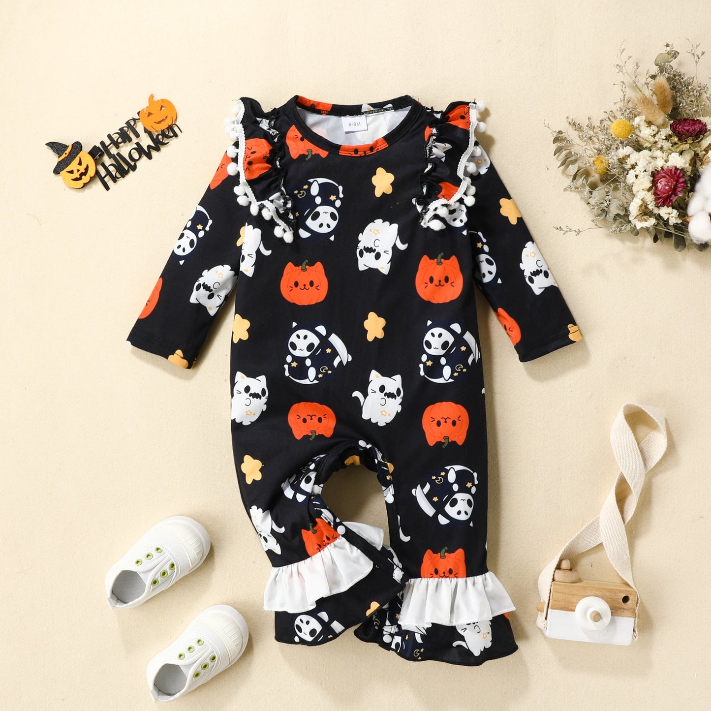 Baby Unisex Animals Cartoon Print Halloween Jumpsuits