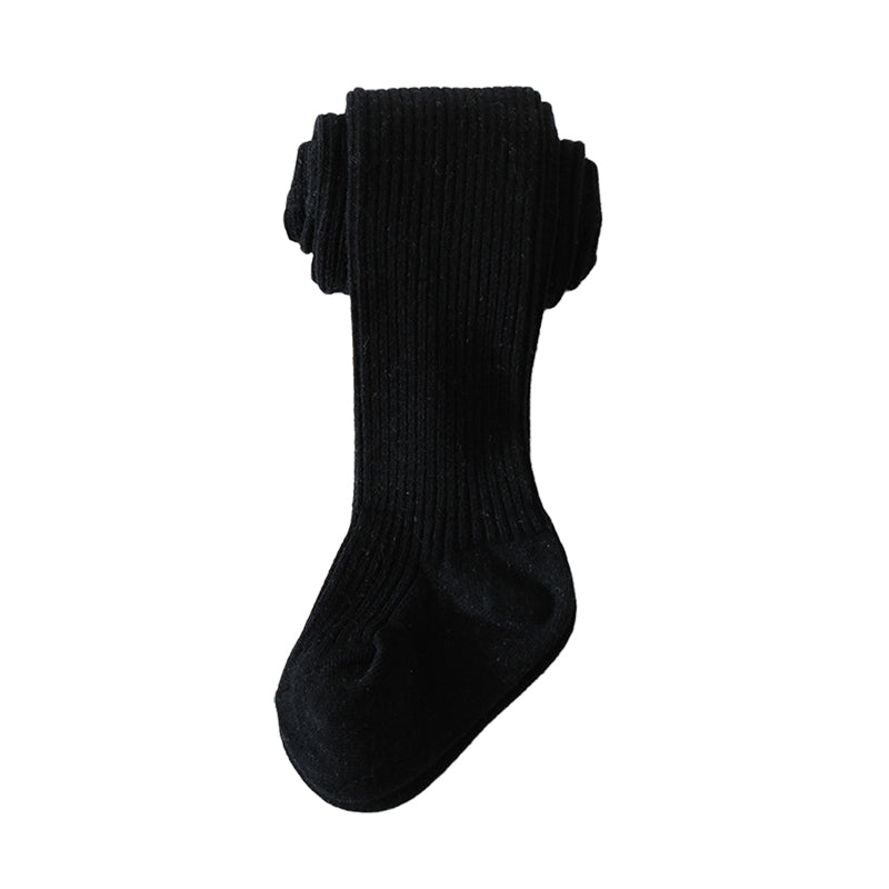 Baby Kid Girls Solid Color Muslin&Ribbed Accessories Socks