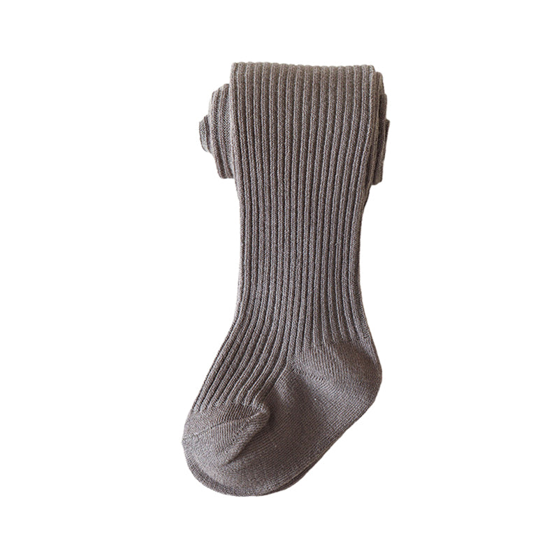 Baby Kid Girls Solid Color Muslin&Ribbed Accessories Socks