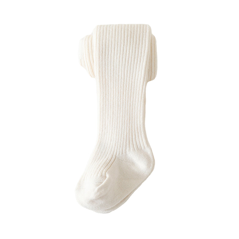 Baby Kid Girls Solid Color Muslin&Ribbed Accessories Socks