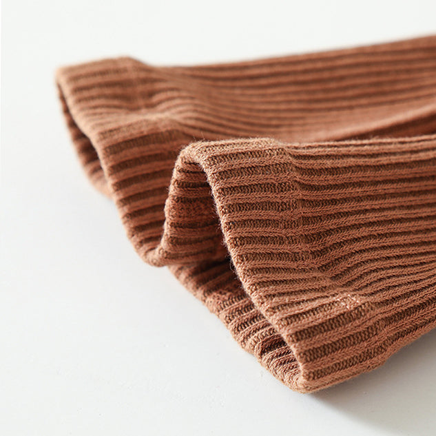 Baby Kid Girls Solid Color Muslin&Ribbed Accessories Socks