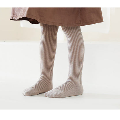 Baby Kid Girls Solid Color Muslin&Ribbed Accessories Socks