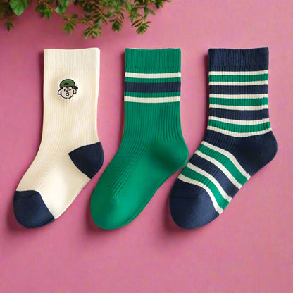Unisex Striped Color-blocking Embroidered Accessories Socks