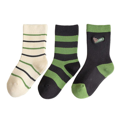 Unisex Striped Color-blocking Embroidered Accessories Socks