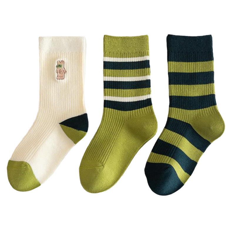 Unisex Striped Color-blocking Embroidered Accessories Socks