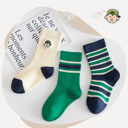 Unisex Striped Color-blocking Embroidered Accessories Socks