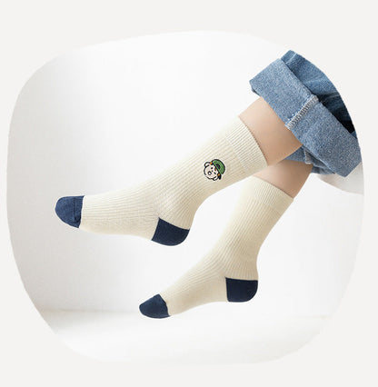Unisex Striped Color-blocking Embroidered Accessories Socks