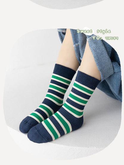 Unisex Striped Color-blocking Embroidered Accessories Socks