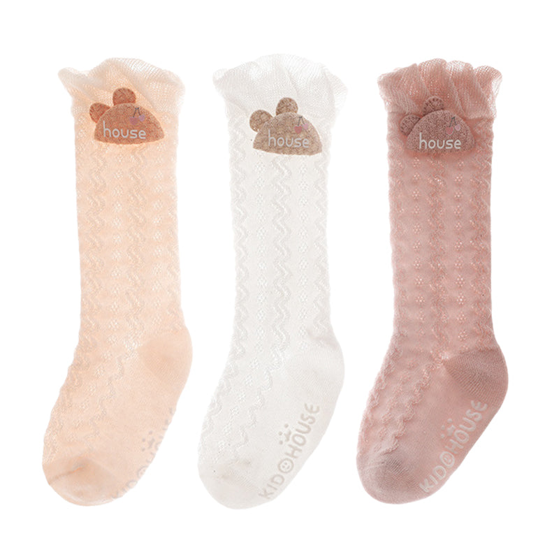 Girls Solid Color Bow Accessories Socks