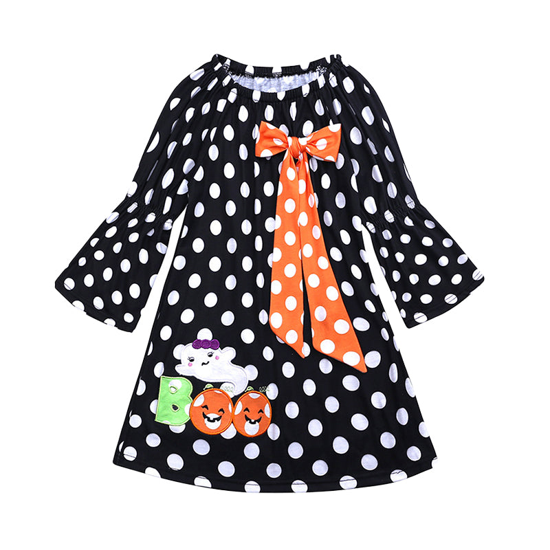 Baby Kid Girls Polka dots Cartoon Print Halloween Dresses