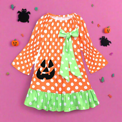 Baby Kid Girls Polka dots Cartoon Print Halloween Dresses