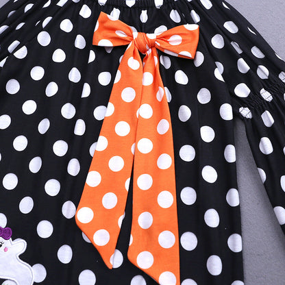 Baby Kid Girls Polka dots Cartoon Print Halloween Dresses