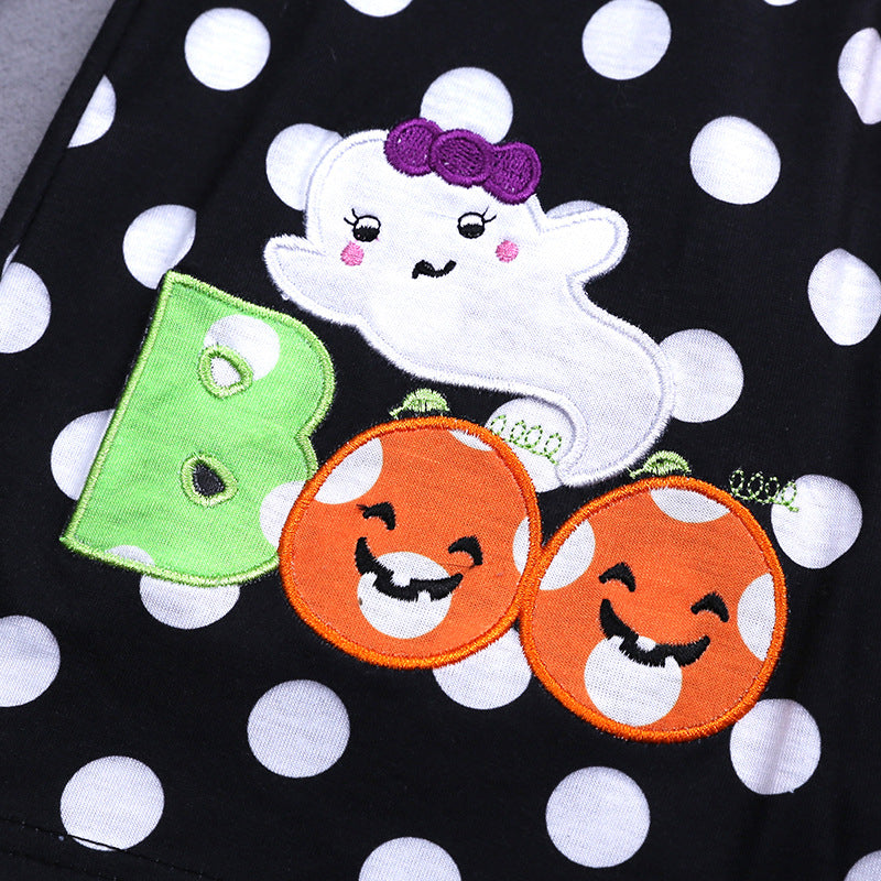 Baby Kid Girls Polka dots Cartoon Print Halloween Dresses